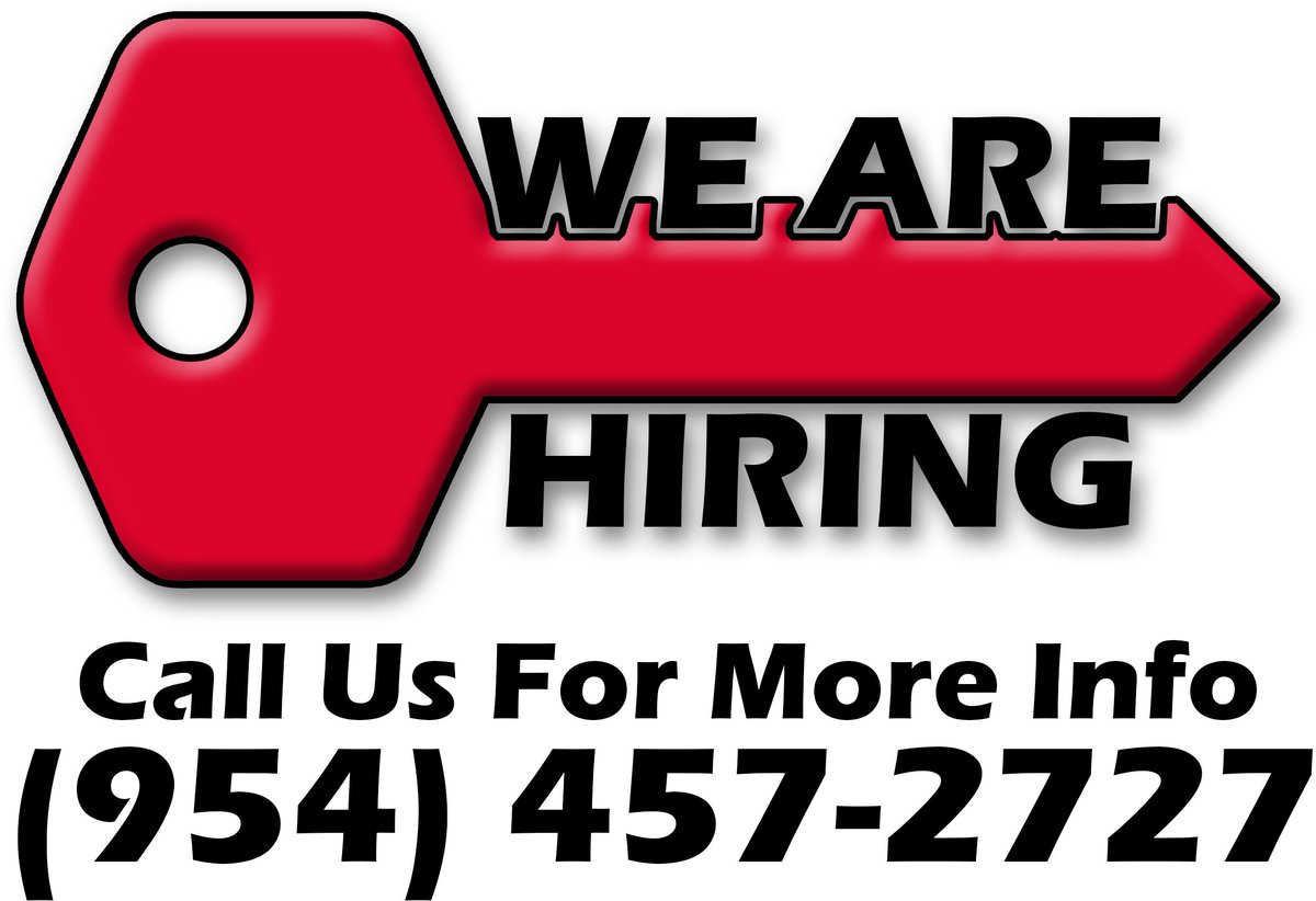 We are #hiring individuals with #locksmith experience, contact us (954) 457-2727 #MiamiDade #browardcounty