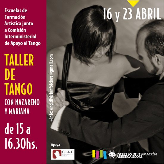 MEC_Uruguay's tweet image. [MAÑANA, 15 HS] Taller de #Tango. Wilson Ferreira Aldunate 1345. Inscripciones: end.divisionfolclore@gmail.com