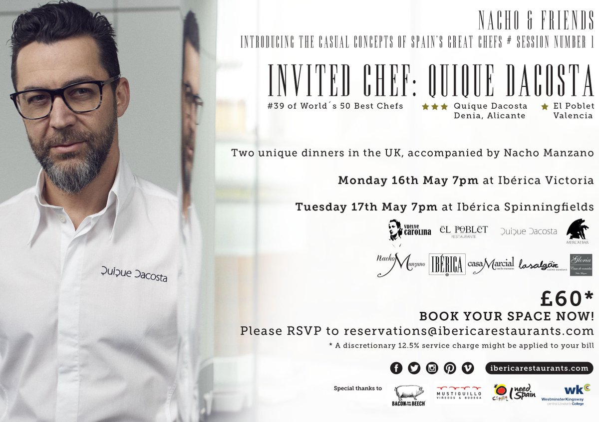 Iberica_UK's tweet photo. ***3 Michelin Star @QiqeDacosta pop up in Iberica Victoria @CreateVictoria 1 night with @nachomanzano BOOK NOW! https://t.co/UUOUVMctqA
