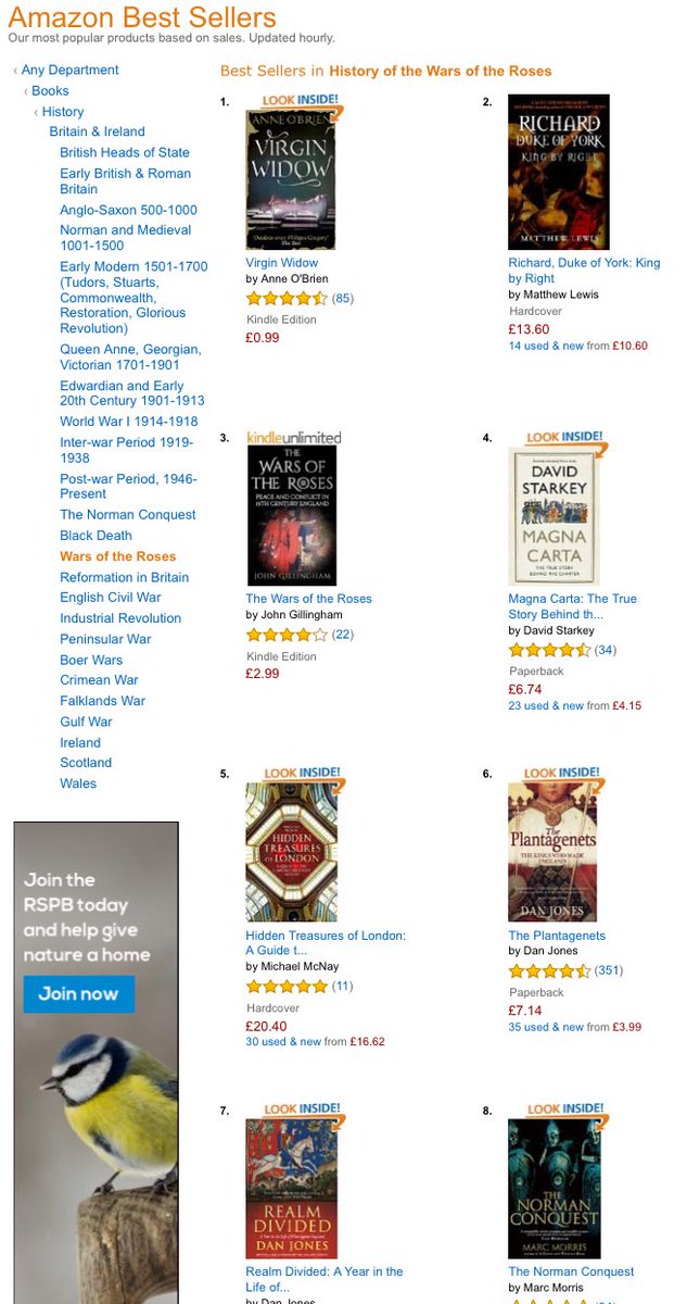#RichardDukeOfYork is at No 2 in #Amazon's #WarsOfTheRoses chart! 😃