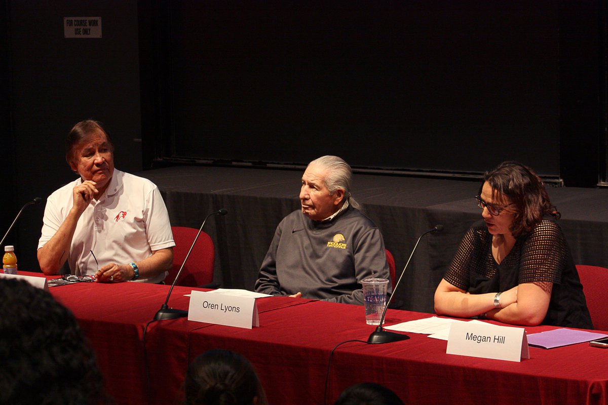 Harvard_Natives's tweet image. Billy Mills and Oren Lyons panel at Harvard. #NativeRunning #BostonMarathon #HarvardNatives