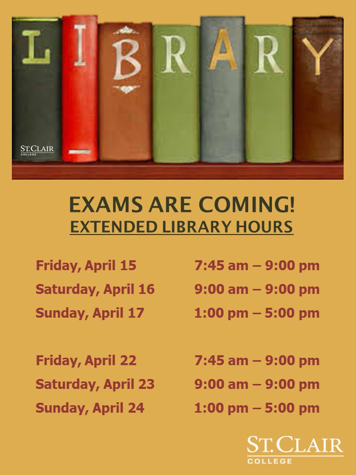 To help you ace your #exams, library hours have been extended! #GoodLuck You can do this! Believe in yourselves!