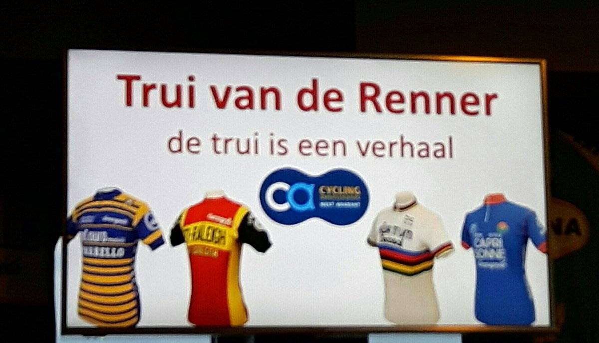 MoniquedeVaan's tweet photo. De trui is 'n verhaal! Herinneringen komen tot leven! Door @JohnvanIerland  #CyclingAmbassadors #wielerexpercience https://t.co/jyISjHgcHg