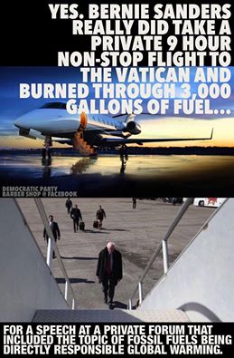 millerlynn7772's tweet image. So much for climate change concerns.  #BSisBS #BerniePanders   #ImWithHer #MadamPresident #ShesWithUs