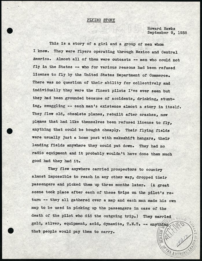 Criterion's tweet image. Read Howard Hawks' original treatment for ONLY ANGELS HAVE WINGS: criterion.com/current/posts/…