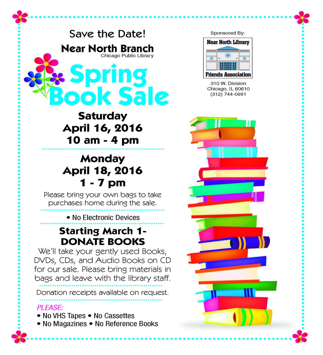 OldTownCHI's tweet photo. Visit Near North Library (310 W. Division) tomorrow, 10am-4pm, for their #SpringBookSale! And again on Apr 18th! https://t.co/bIf6k623Zq