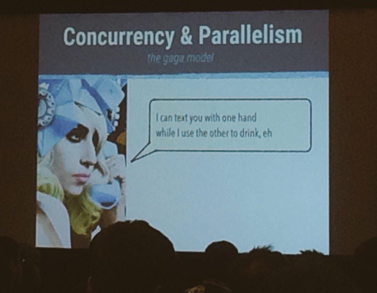 SoManyHs's tweet image. The Gaga model of concurrency and parallelism by @nonrecursive 🍸📱#clojurewest