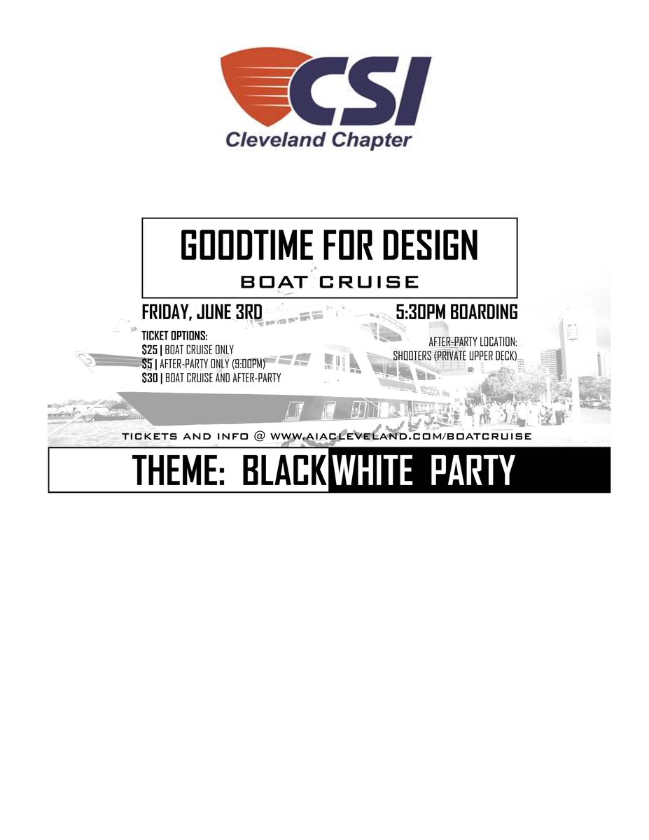 CSI_Cle's tweet image. Please mark your calendar for CSI Goodtime for Design Boat Cruise!