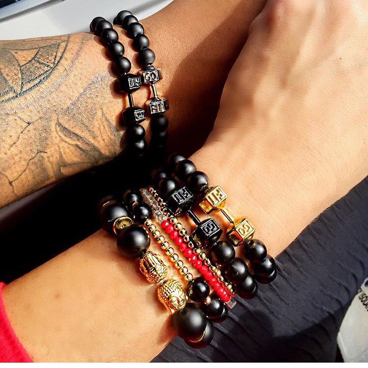 thtboydedicated's tweet image. Loving my new dumbbell bracelets 💪🏽