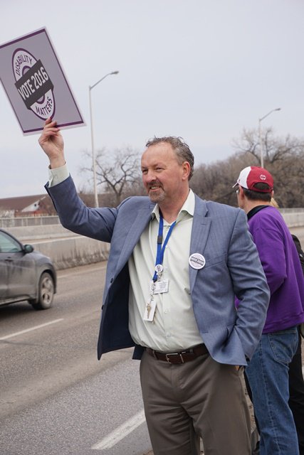 DMVoteMB's tweet photo. We had a rocking crowd out on Osborne Bridge in Winnipeg rallying for #disabilitymatters; thanks to all who cme out! https://t.co/pPDxL5GKxn