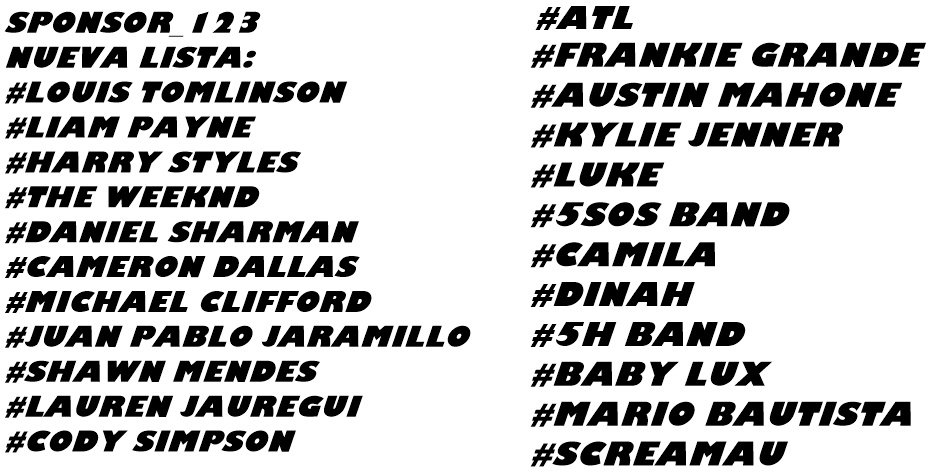 Sponsor_123's tweet photo. lista actualizada               15/04/16
updated list

lee bien las reglas :)
carefully read the rules :) https://t.co/YfIJSbmalW