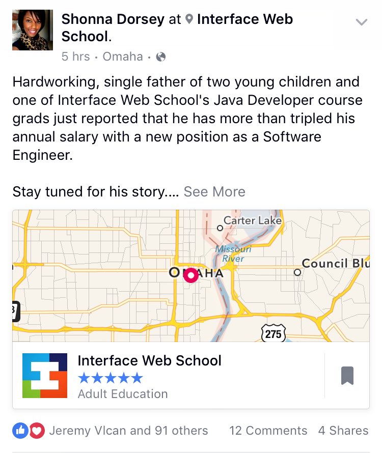 Shonna Dorsey (@shonna_dorsey) on Twitter photo .<a href="/InterfaceSchool/">Interface.School</a> #Omaha #Java grad & single dad boosts his annual salary 3x+ w/new Software Engineer Position! .<a href="/InterfaceSchool/">Interface.School</a> #Omaha #Java grad & single dad boosts his annual salary 3x+ w/new Software Engineer Position!
