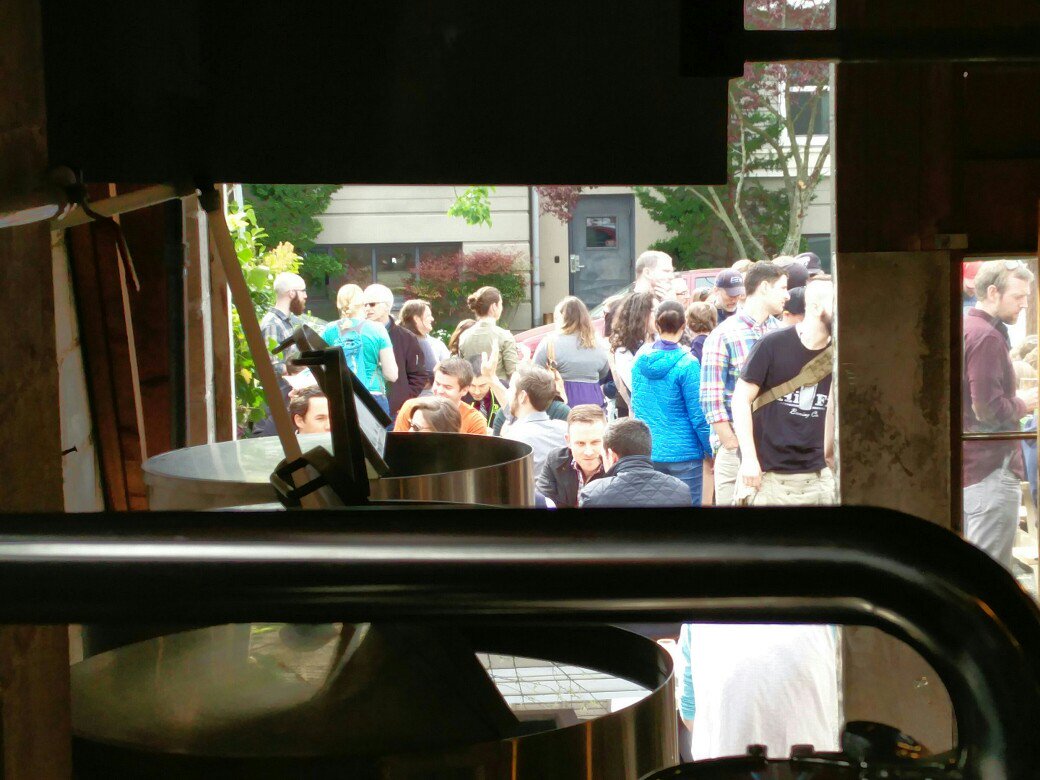 That's the line outside of <a href="/RavennaBrewing/">Ravenna Brewing Co.</a>. Verdict: tasty beer.
