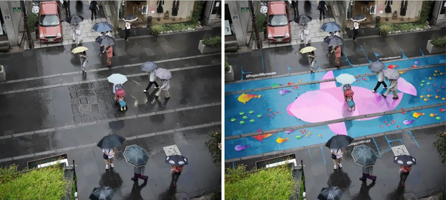 Estos murales tan coloridos solo aparecen sobre la carretera cuando llueve bit.ly/1UOG8y1