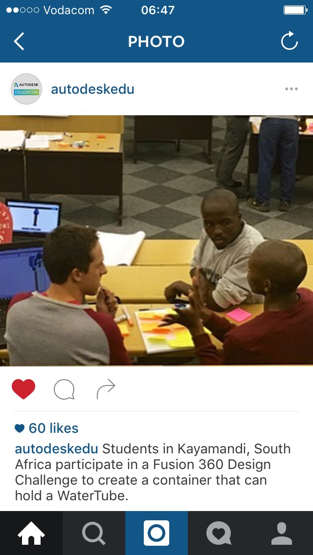 Follow <a href="/AutodeskEDU/">Autodesk Education</a> to see photos of their current project with us in Stellenbosch #Fusion360