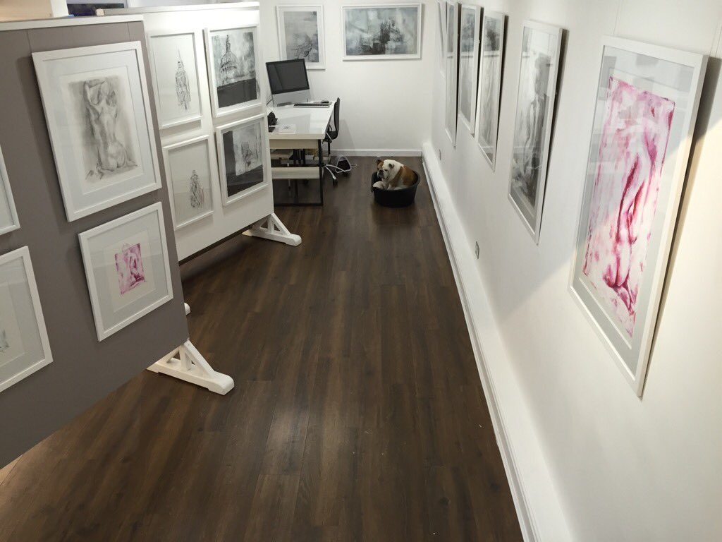 George_Thornton's tweet photo. The gallery with dog. Exhibition on 2day @RumbleDonna &amp; @Janethomsonart Great art on display. Come &amp; take a look https://t.co/CfojnjZCWV