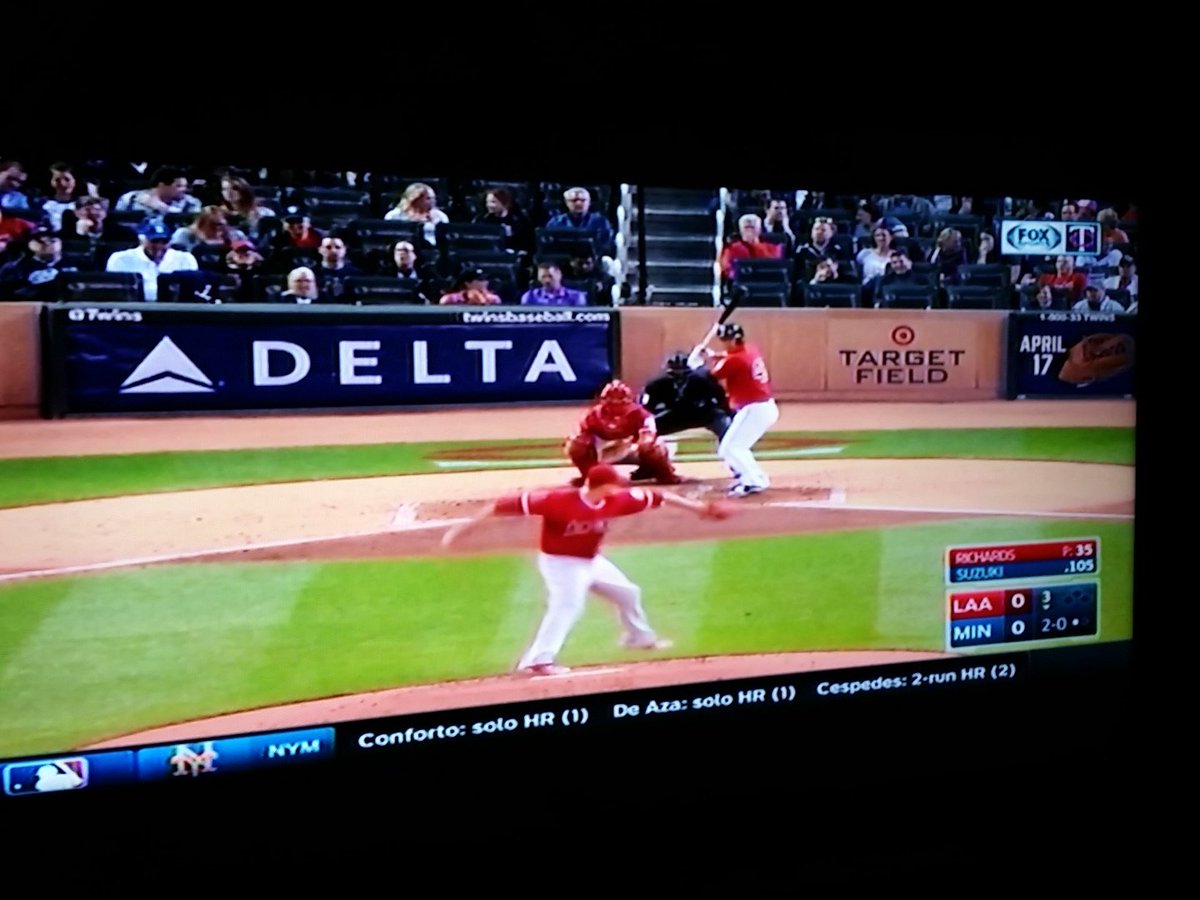 MartyisKocon's tweet photo. Watching the Twins try to chase that allusive 1st win vs the Angels. it looks like a inter-squad scrimmage #RedVsRed https://t.co/kfnyjmXlFU