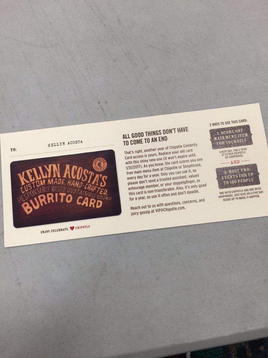 how to get a chipotle celebrity card