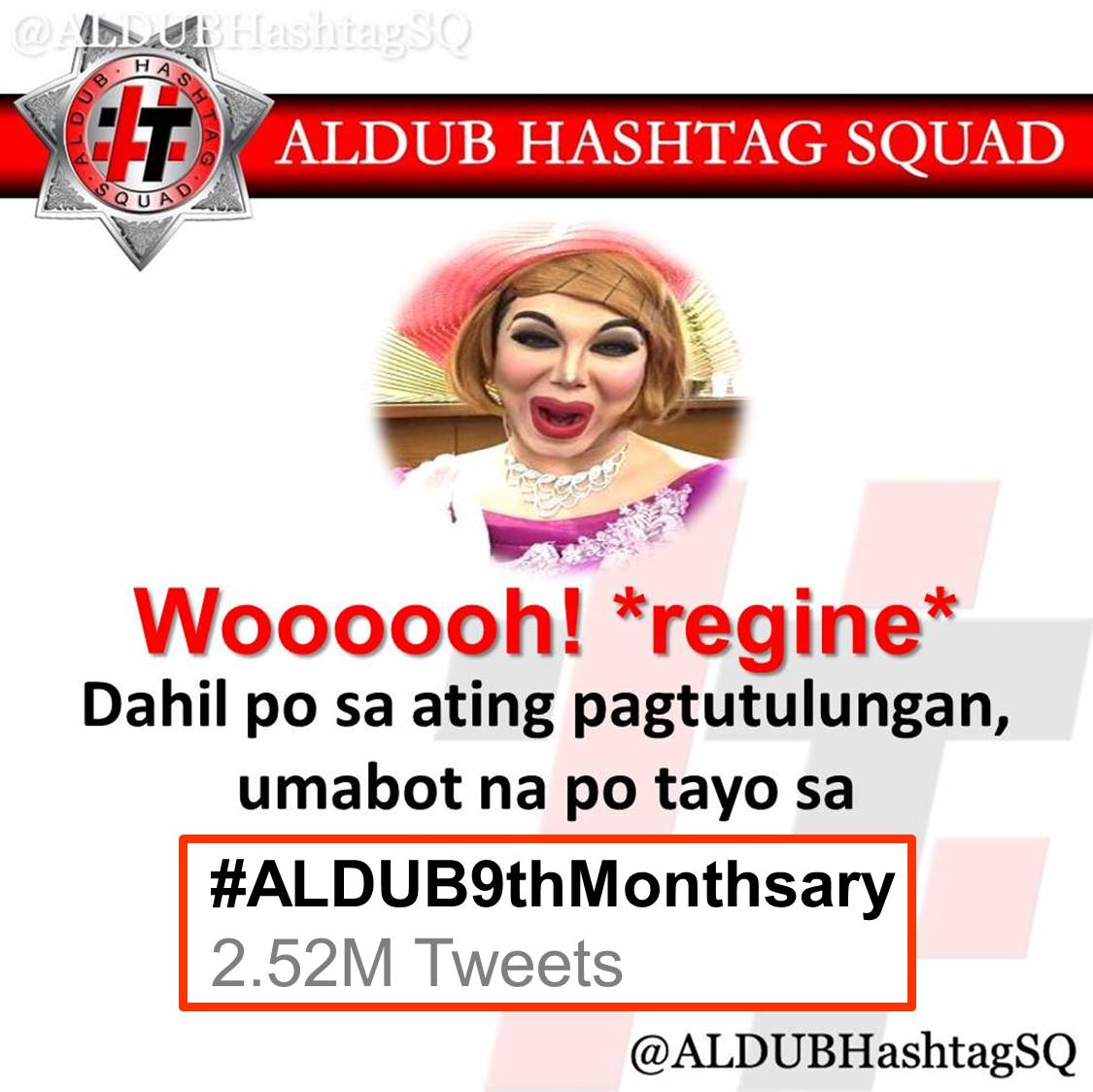 ALDUBHashtagSQ's tweet photo. Tweet count as of 9:38AM (MLA Time)
OHT: #ALDUB9thMonthsary 
👉2.52M Tweets
*regine* woooooh!
POWER TWEET PA MORE https://t.co/ZBhnxkHM5a