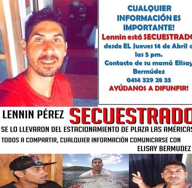 LuisOlavarrieta's tweet photo. Ayer fue secuestrado mi pana #LenninPerez a las 5pm en Plaza Las Americas. Por favor ayudenme a divulgar su foto #RT https://t.co/977aVjukS9