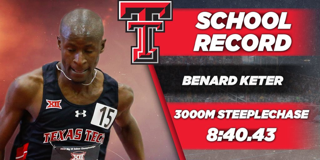 Benard Keter goes 8:40.43 in the 3000m steeplechase, breaking a 40-year-old school record!!! #WreckEm