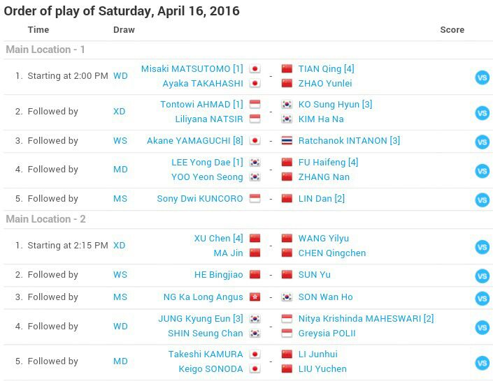 INABadminton's tweet photo. Jadwal babak semifinal #SingaporeSS hari ini yang dimulai jam 13.00 WIB. Live di Fox Sport. https://t.co/fbaYvNWEQ0
