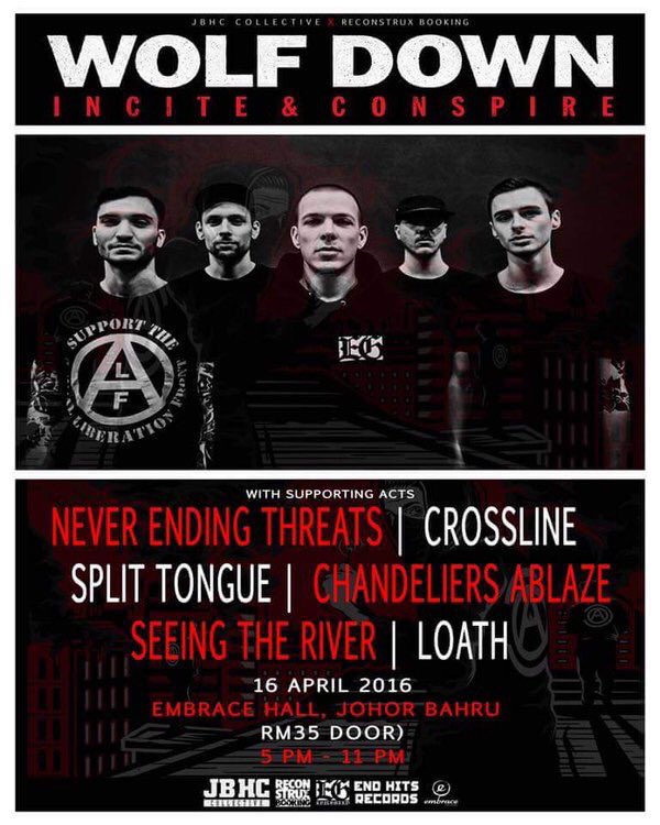 This evening! Our mates #STR along with <a href="/loathxhc/">Loath Hardcore</a> <a href="/NetJBHC/">NeverEndingThreats</a> #crossline #splittongue at embrace hall jb!