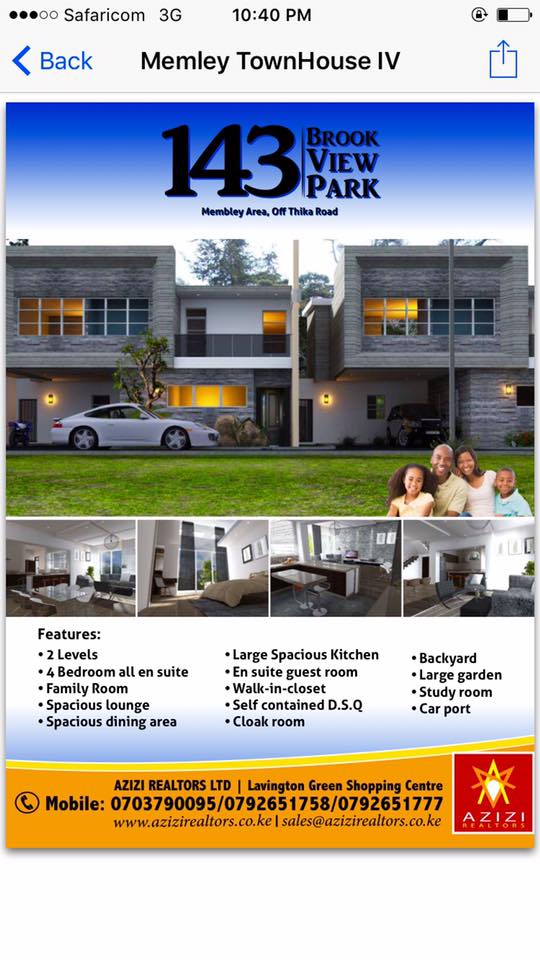 AziziRealtors's tweet image. Exclusive! Exiting! Experience epitome of living!! #143BrookviewPark Visit our stand @KICC_kenya #23rdKenyaHomesExpo