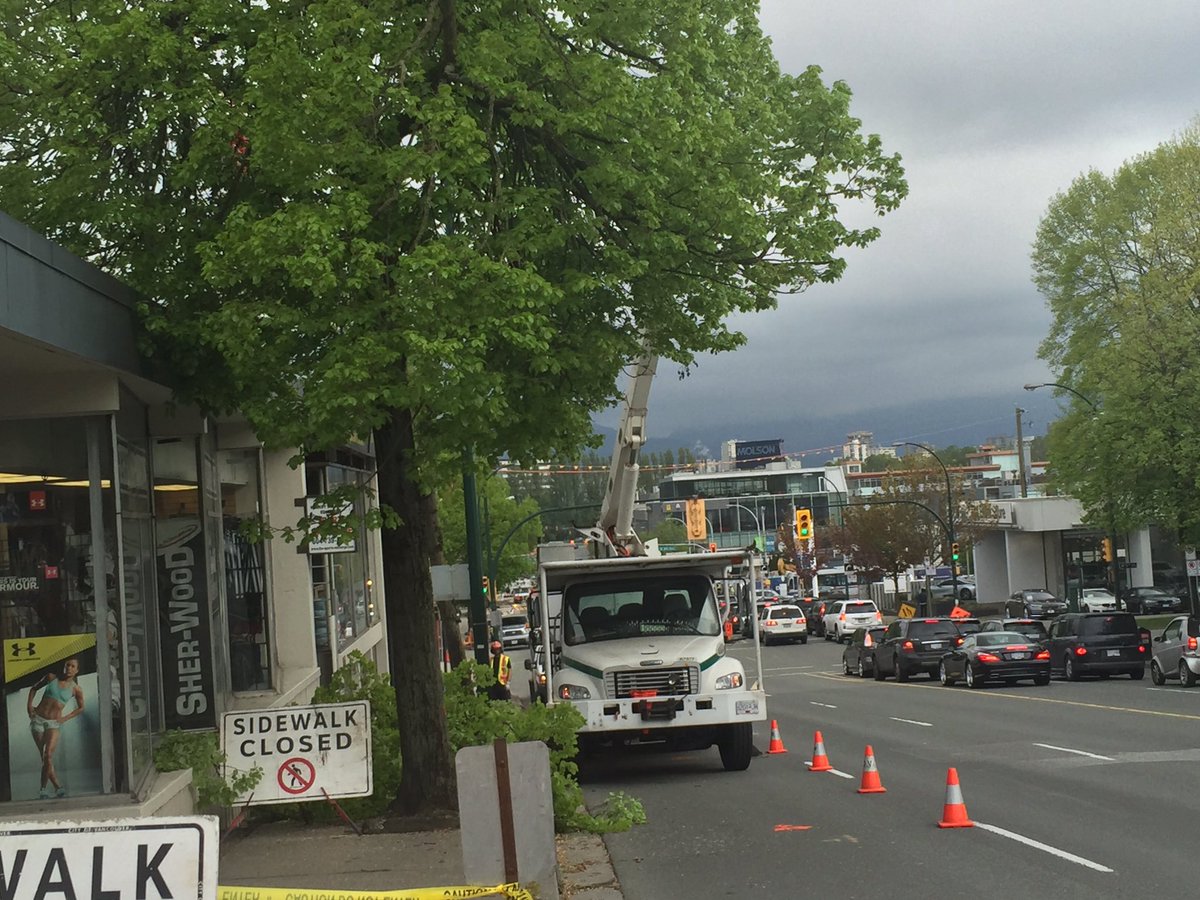 bobmackin's tweet photo. Spotted Friday on Burrard: another day in #GreenestCity history, as trees chopped down. #vanpoli #vantree https://t.co/dYwZvLVrx0
