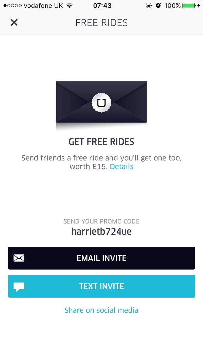 HaychBrown's tweet photo. Get a #freeride with #uber 😉 pop that code into your app for £15 https://t.co/GLoZ4BGSpA
