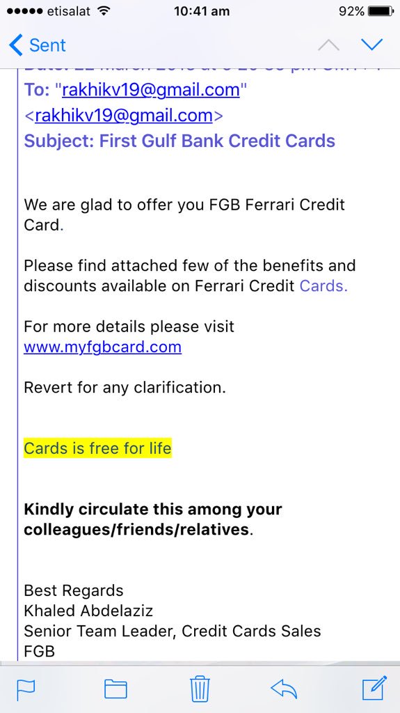 rakhikv's tweet photo. @FGBConnect# free for life?But annual fee aed 550? Awaiting your response more than 10 days.please call 0553144616 https://t.co/d3QS6i35Pa