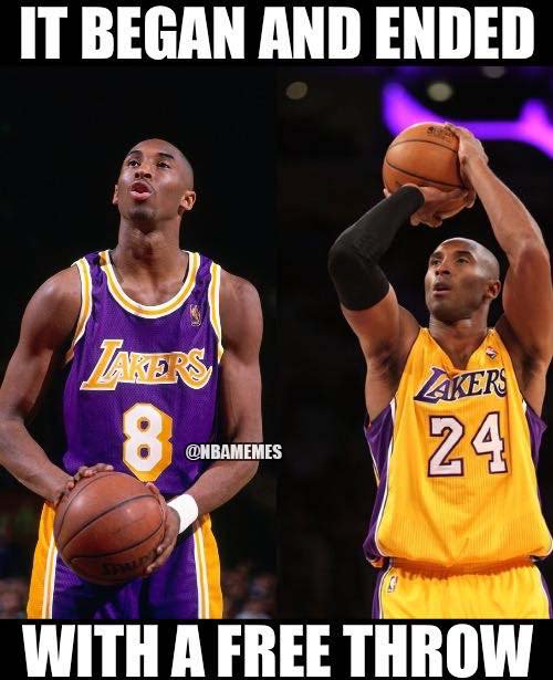 NBAMemes's tweet photo. Kobe's first and last points were both made at the free throw line. https://t.co/ECDnR0qZ4u