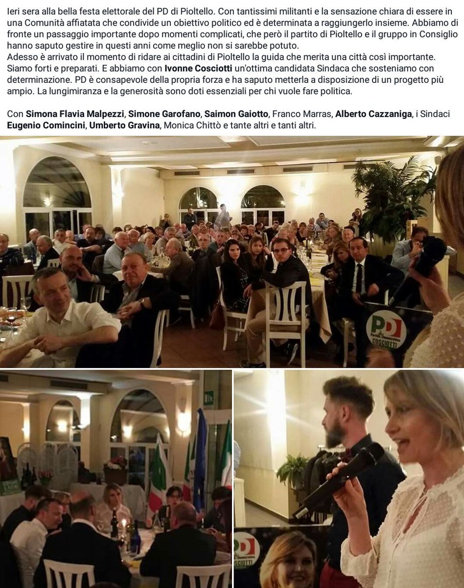 Tanti militanti alla festa elettorale del #Pd Pioltello, determinati a ridare alla loro città la guida che merita