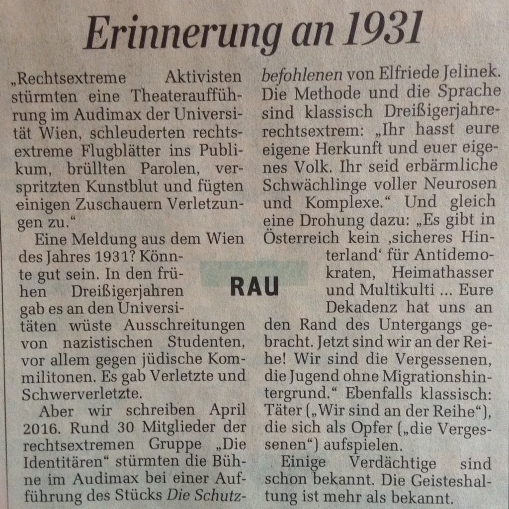 dieNagashi's tweet image. "Täter, die sich als Opfer aufspielen. Die Methode und die Sprache sind klassisch Dreißigerjahre-rechtsextrem." 1931