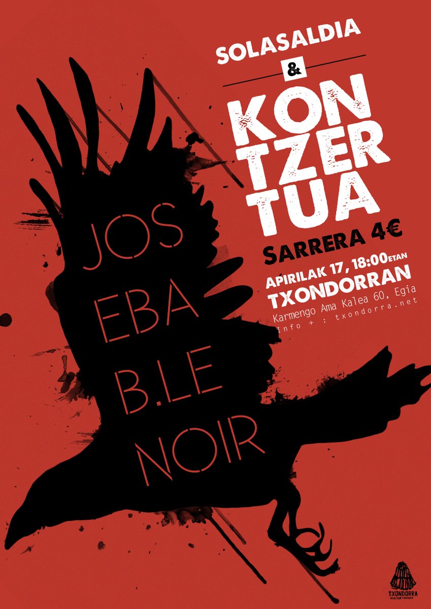 txondorragunea's tweet photo. Bihar 18:00tatik aurrera Joseba B. Lenoir (@JosebaBLenoir) izango dugu Txondorran. Sarrerak 4€, bertan. Animatu! https://t.co/o4Qo5ZDlsa