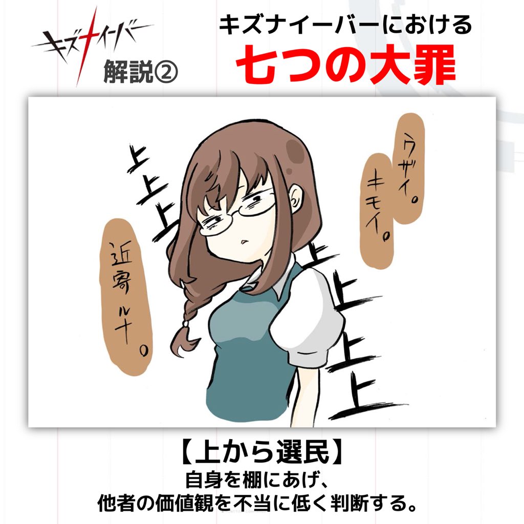 Tvアニメ キズナイーバー 公式 イラストでわかる キズナイーバー イラスト 山村響 2 続き 園崎曰く 他者との協調性が何より重んじられる現代の日本では キリスト教における七つの大罪とは 罪は微妙に形を変えているという Kizna T