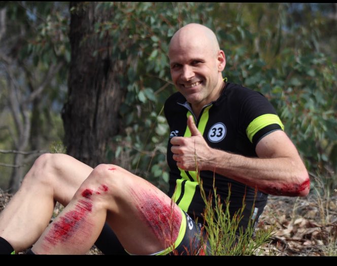 TKMSMAX's tweet photo. Heal up to this mad legend with a back wheel blow out on a decent up here in Eildon @Dale__Martin #robocop #tough https://t.co/wZP0gG3QXO