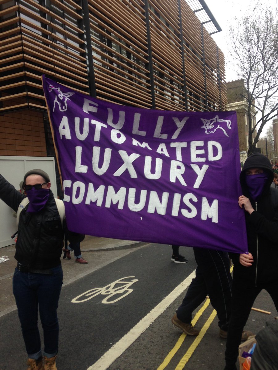 RadicalAssembly's tweet photo. Towards Fully Automated Luxury Communism #4Demands #DemandTheFuture #nojobs https://t.co/qEpIjiex4I