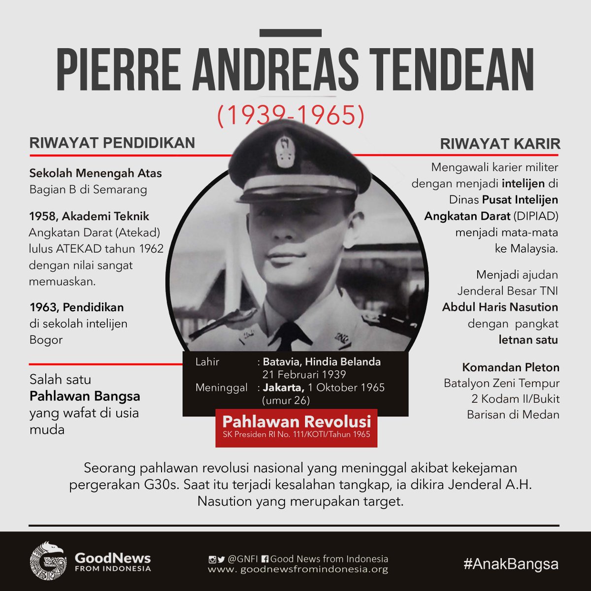 [PROFIL] Kapten Czi (Anm.) Pierre Andreas Tendean. Hidup Untuk Indonesia, Mati Untuk Indonesia. #UntukIndonesia