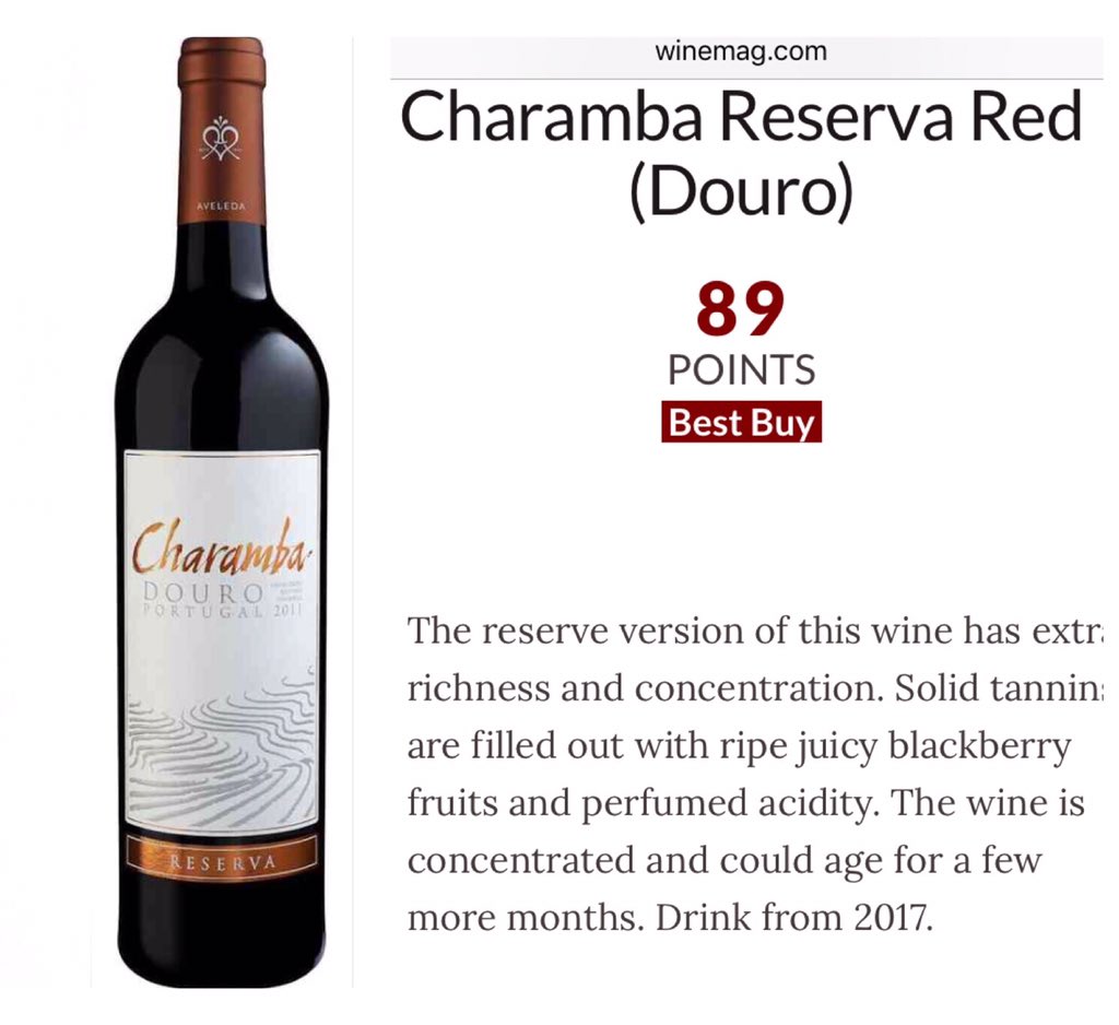 MackenwayWines's tweet photo. #Wine solid review for our @Aveleda Charamba Douro Reserva in WineEnthusiast #89Points https://t.co/0HOy7pW4Qe