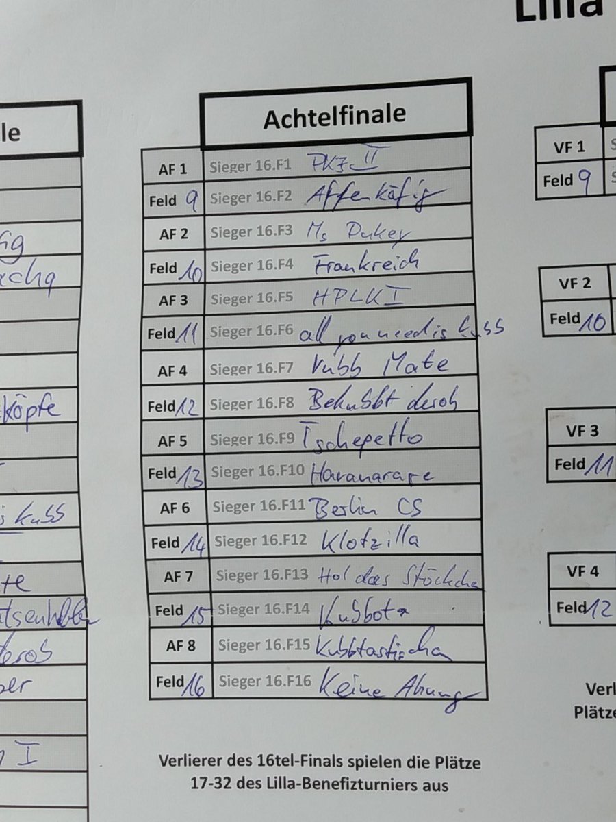 Auch die LilaRunde geht weiter. #kubbliveticker