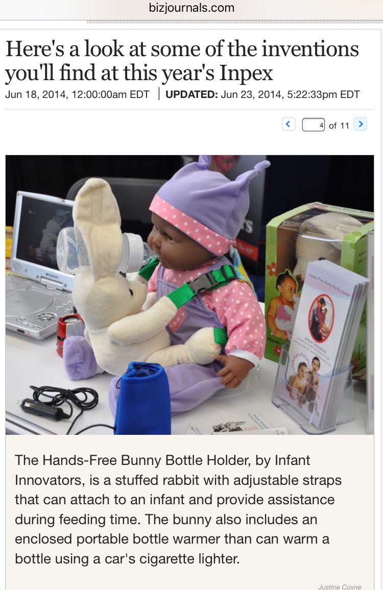 InfantInnovator's tweet photo. Pittsburgh Business Times features the Hands-Free Bunny Bottle Holder. https://t.co/g5oixeklat
