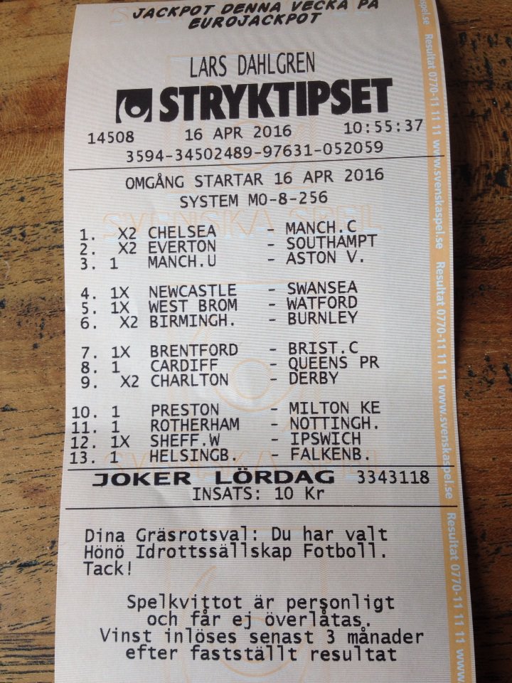 da_jocke1's tweet photo. @stryktipset Nu kör vi#mot13rätt https://t.co/uJLeStkLET