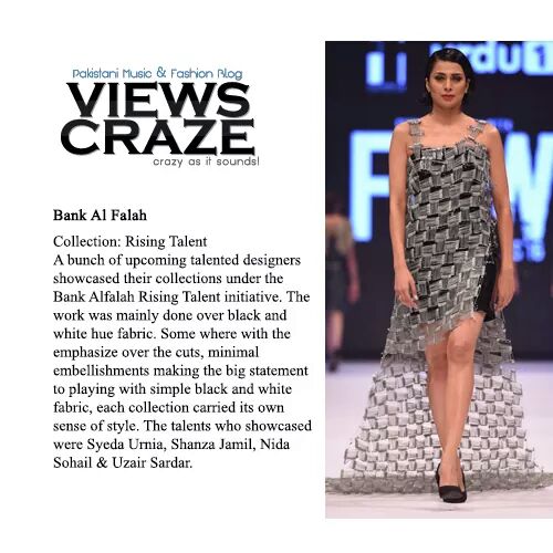 FashionPakistan's tweet photo. Review of the #BankAlFalah "#RisingTalent collection" from Amna Ansari at #ViewsCraze #FPW16 #SS16 https://t.co/1QWknNidyx