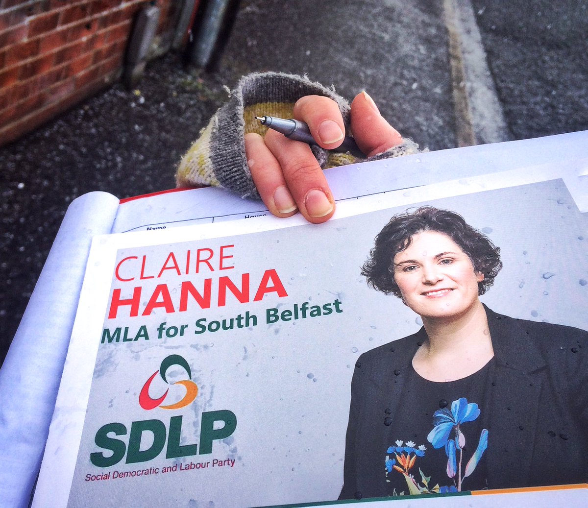 naomhgallagher's tweet photo. Great Saturday out canvassing for @ClaireHanna in South Belfast, sure a few hailstones won't put us off 🌨 #SDLP16 https://t.co/79pxV0y9V3