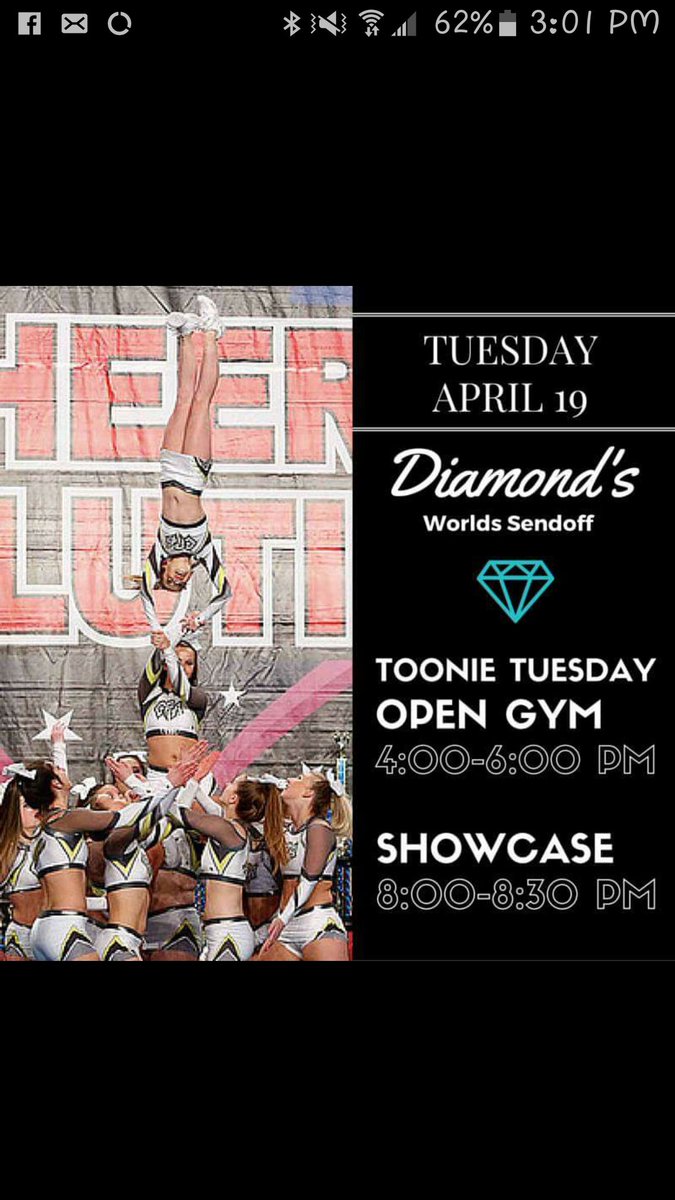 CPA_CoachVex's tweet photo. Come on out and support diamond for a Toonie Tuesday open gym with us and to watch our show case before worlds 💎 https://t.co/oxfngGwPAs