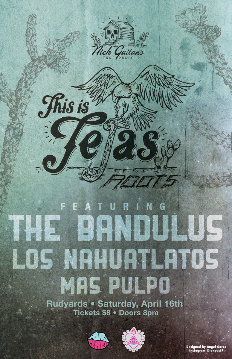 TuneParlour's tweet photo. Tonight @TheBandulus @LosNahuatlatos and #MasPulpo @rudyards See you there! https://t.co/F4XUi5Vkr8