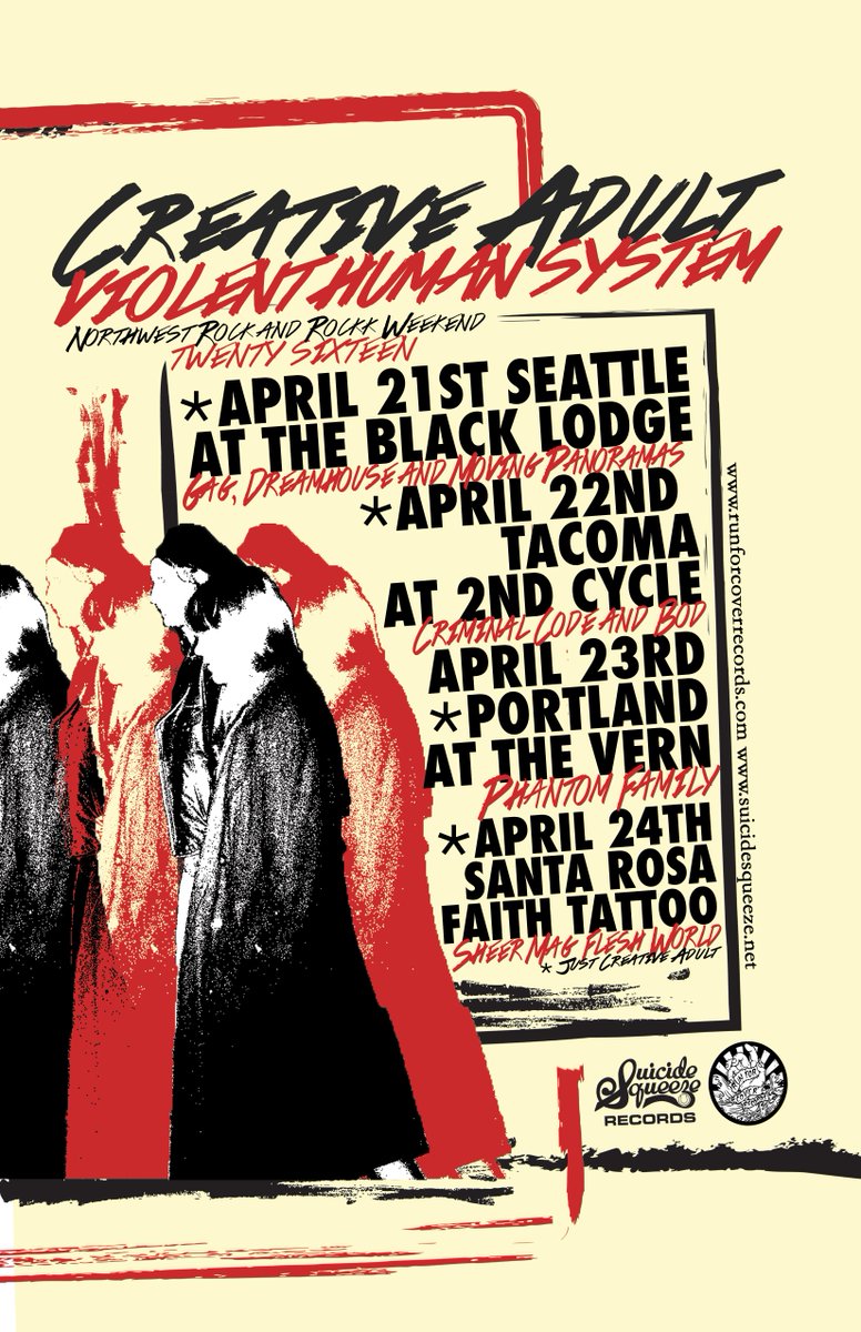 rfcrecords's tweet photo. Yooo @CREATIVEADULT have some shows next week, and they're all sick. https://t.co/kFAXeh7nCZ