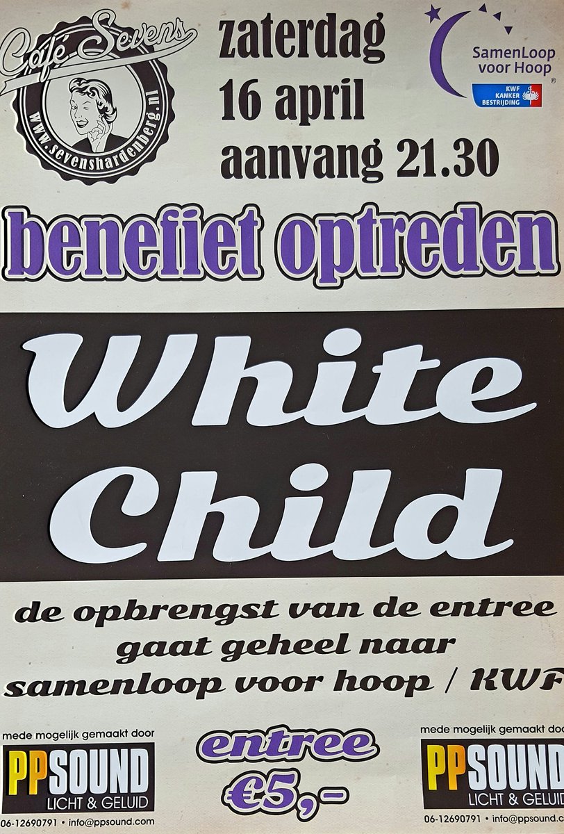 MeijerErik's tweet photo. Vanavond  White Child @cafesevens .
Opbrengst voor @slvh_Hardenberg. Zijn jullie erbij? #teamoranjesupport #bethere https://t.co/YK7MRGoW4f