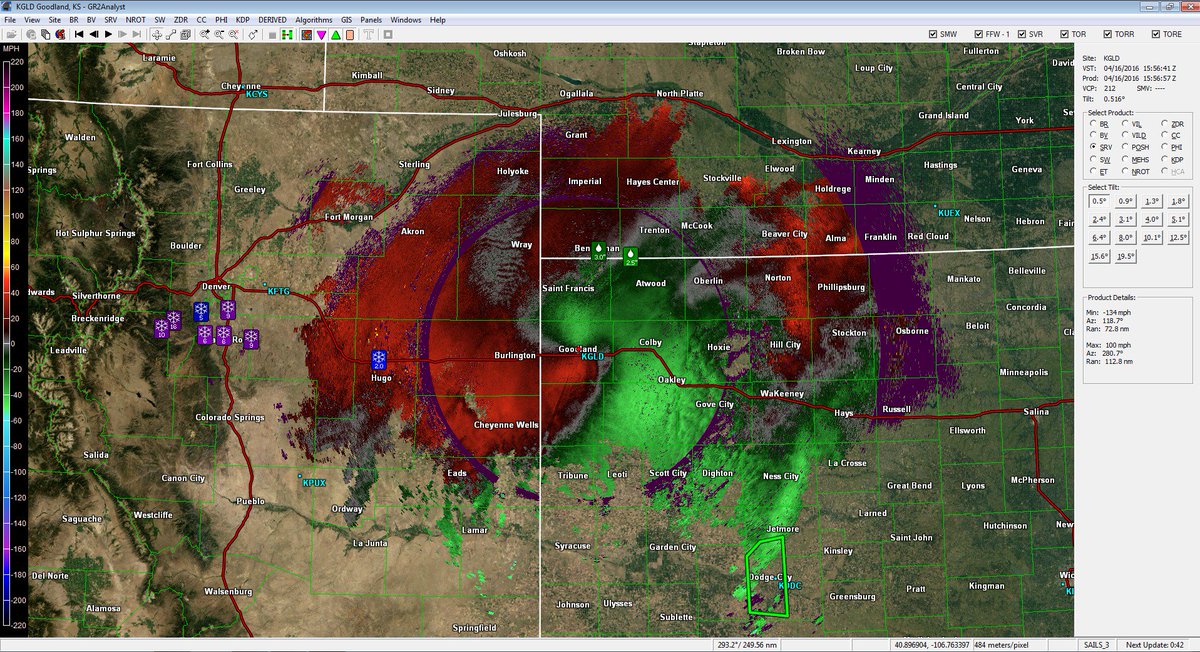 Wx_Geek's tweet photo. Just got a new storm relative velocity color table for GR2Analyst, can't wait to use this today! #GR2Analyst https://t.co/fgXGOxQkZ9